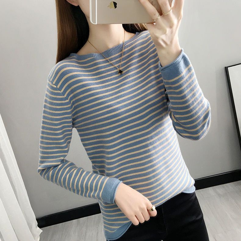 Phong Cách Thu Đông / Phong Cách Mới / Áo Len Cổ Tròn / Áo Sweater Dài Tay / Áo Dệt Kim Mỏng-Fit / Áo Thun