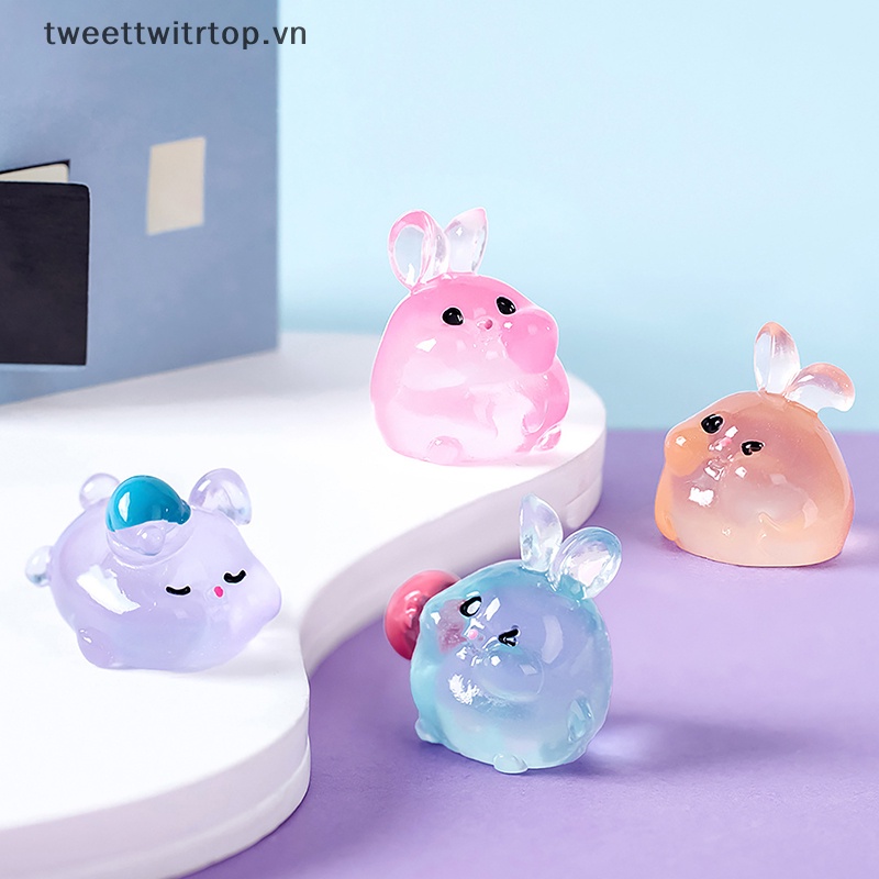 Set 3 Đồ trang trí Thỏ Dạ Quang Mini Trang Trí Tiểu Cảnh