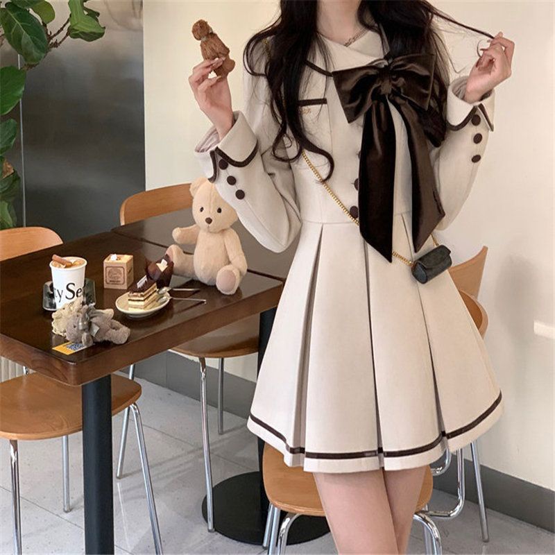 Acaine Acaine Acaine Váy Ngắn Ôm Eo Màu Sắc Tương Phản Phong Cách Công Chúa Pháp Dành Cho Mẹ Và Con Gái