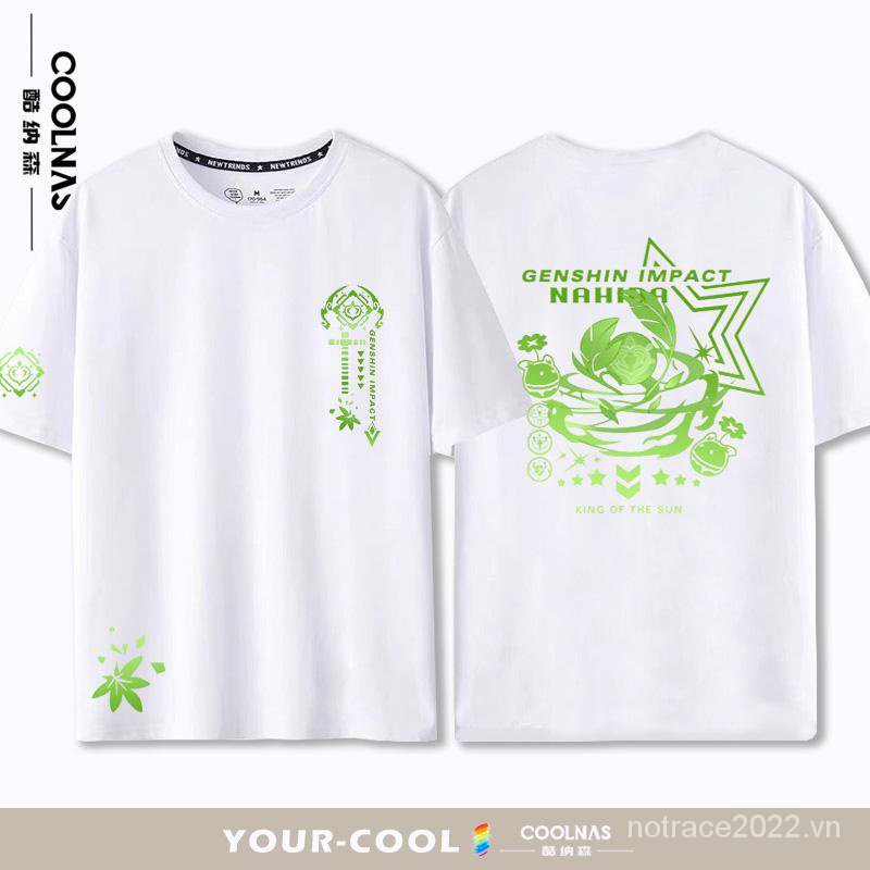 ★Genshin Impact★M Merchandise Nahida cos Áo Thun Cotton Tay Ngắn Cổ Tròn Màu Trơn Thời Trang Mùa Hè
