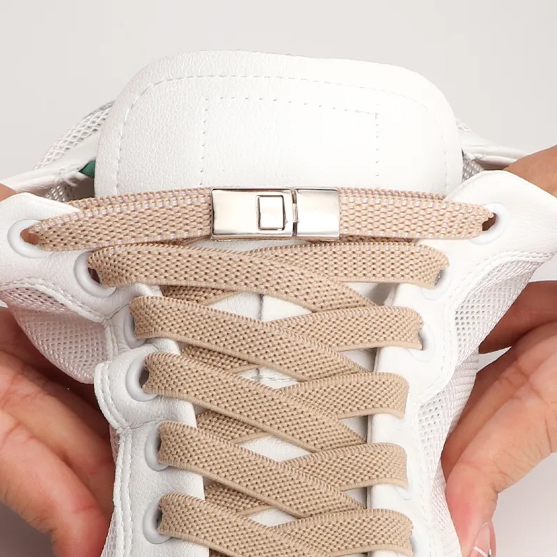 Dây giày thể thao kèm khóa chéo kim loại không cần buộc cho nam, nữ, trẻ em