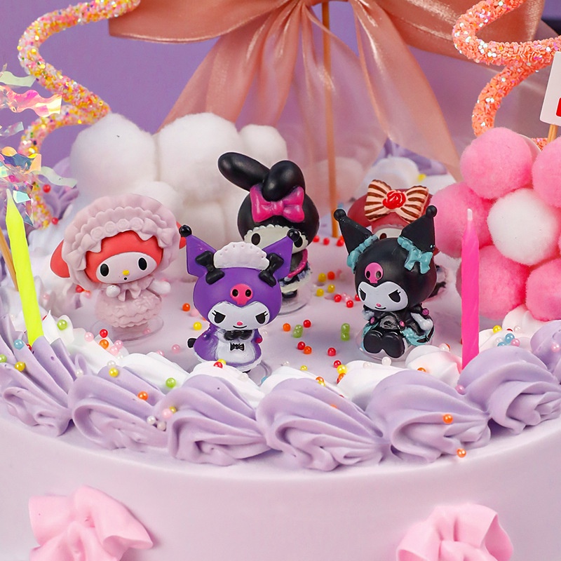 Set 5 Mô Hình Búp Bê Sanrio Kuromi My Melody 4cm Trang Trí Bánh Kem Sinh Nhật / Xe Hơi DIY