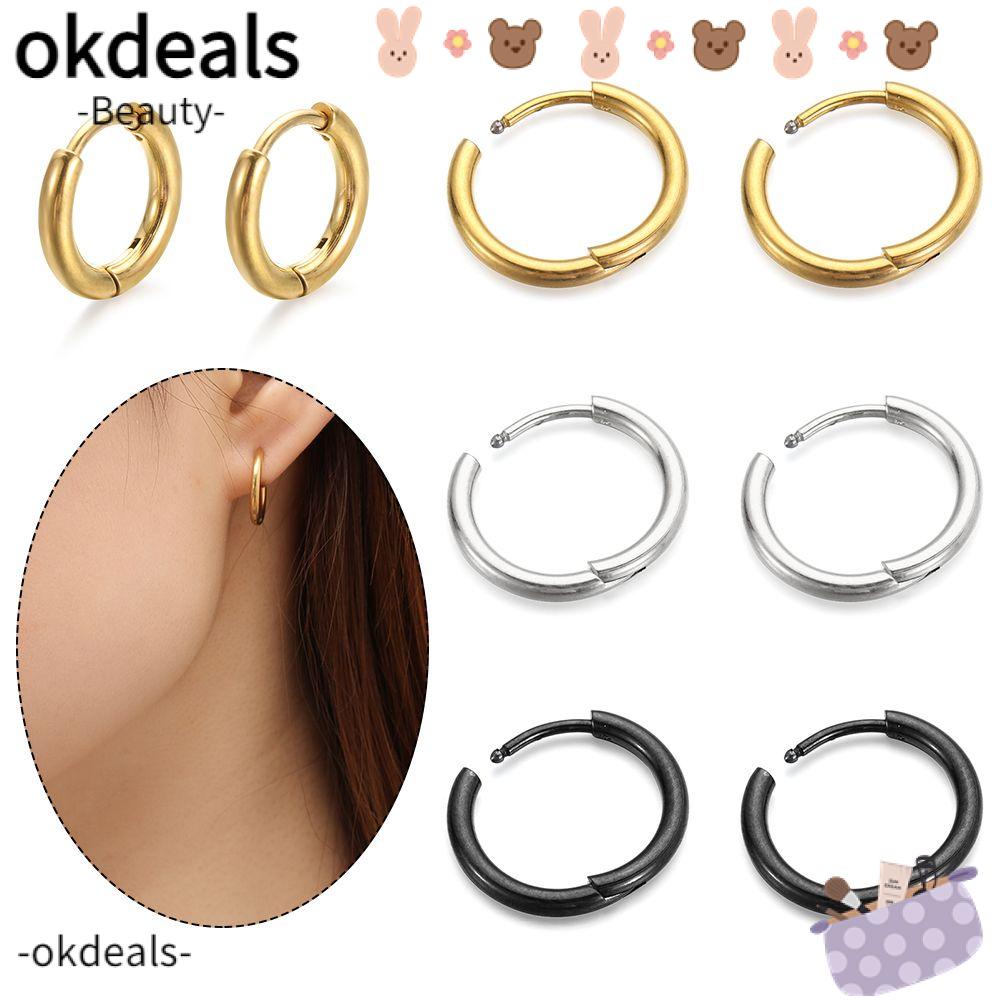 Khuyên tai dạng vòng tròn 8mm / 10mm / 12mm / 14mm nhiều màu sắc thời trang tùy chọn cá tính