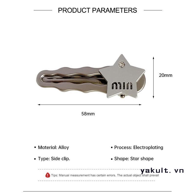 🎀 yakult 🎀Kẹp Tóc Hình Ngôi Sao Và Chữ M Thời Trang Hàn Quốc Y2K