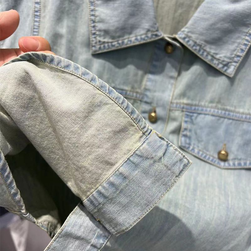 Áo Khoác Denim Lửng Cổ Polo Thời Trang Mùa Hè Mới 2023