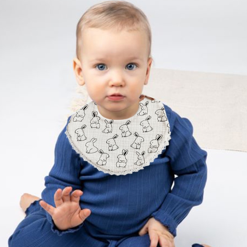 Yếm Ăn Vải cotton Họa Tiết Hoa Xinh Xắn Cho Bé