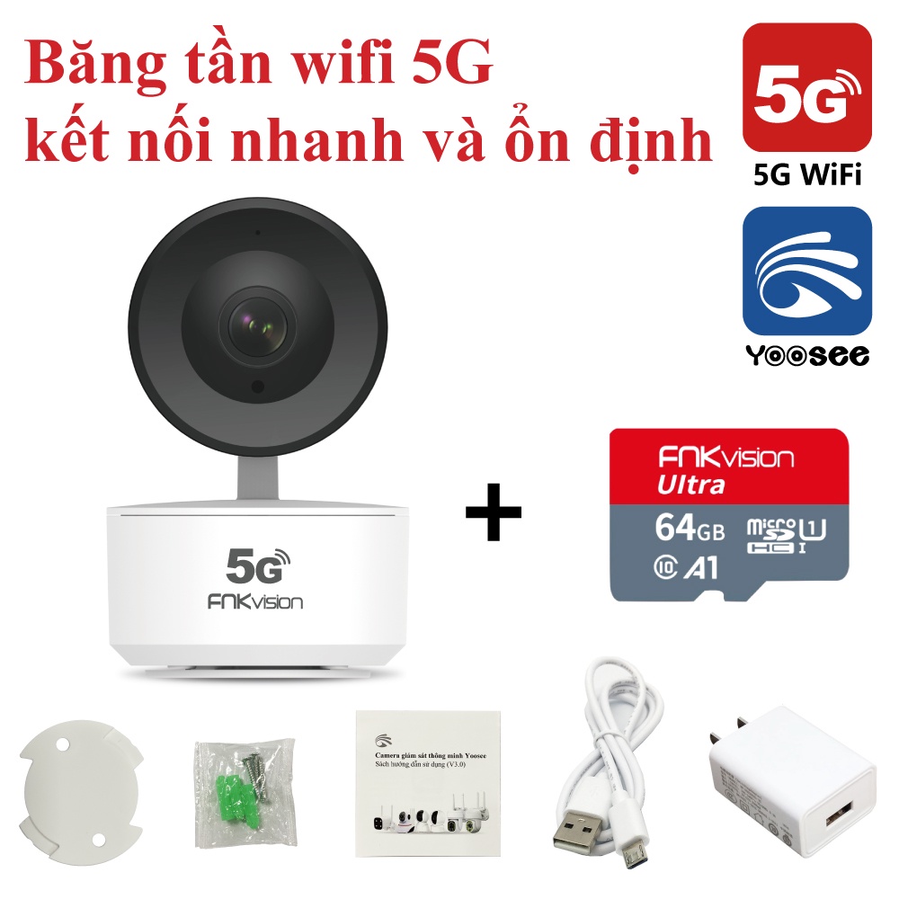 Camera IP Wifi Yoosee 5G FNKVISION Model U6/5G Mẫu Mới 2023 - Quan Sát 360 độ - Phiên Bản Tiếng Việt - bảo hành 36 tháng