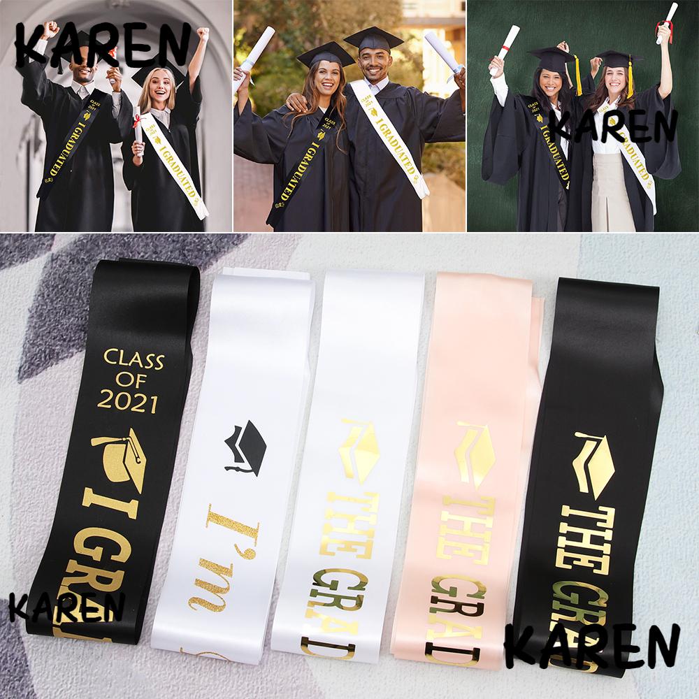 Dây đai satin mừng lễ tốt nghiệp 2021 trang trí hình chữ cái đính kim tuyến lấp lánh