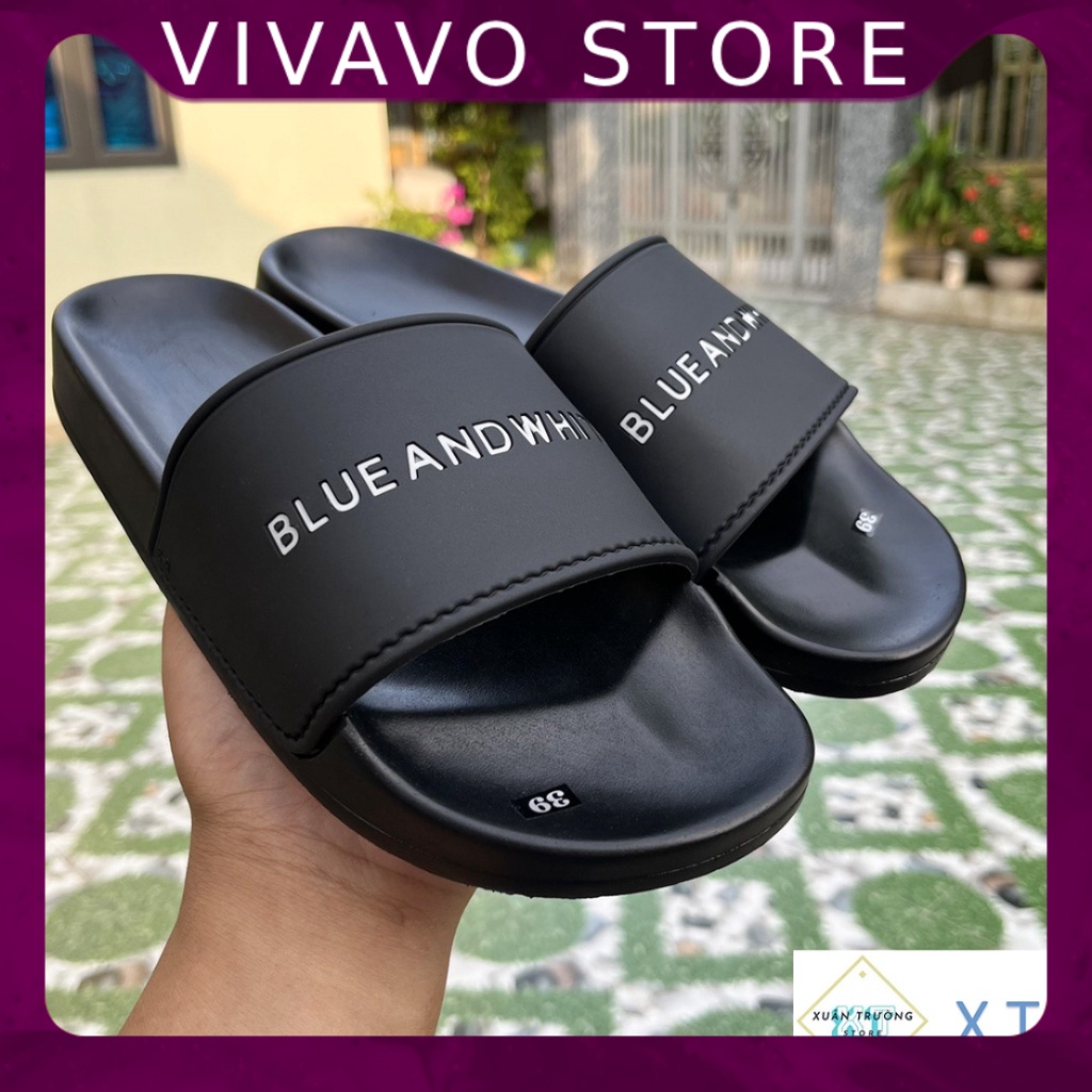 Dép ulzzang Nam Nữ phong cách Hàn Quốc - Dép Quai Ngang Blue And White - FREE SHIP