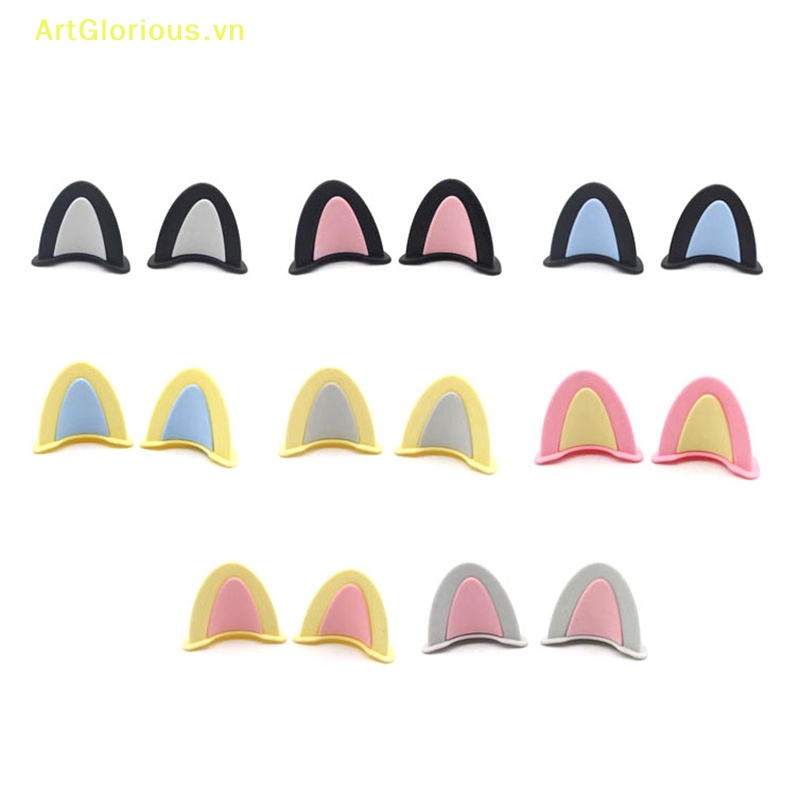 Set 2 Sticker Trang Trí Mũ Bảo Hiểm Hình Tai Mèo Dễ Thương