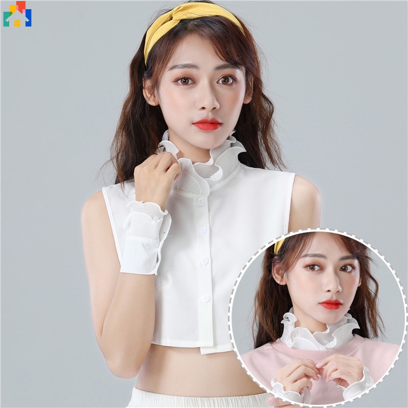 Cổ Áo Rời Cổ Đứng Phối Ren Bèo Ngọt Ngào Thời Trang Cho Nữ