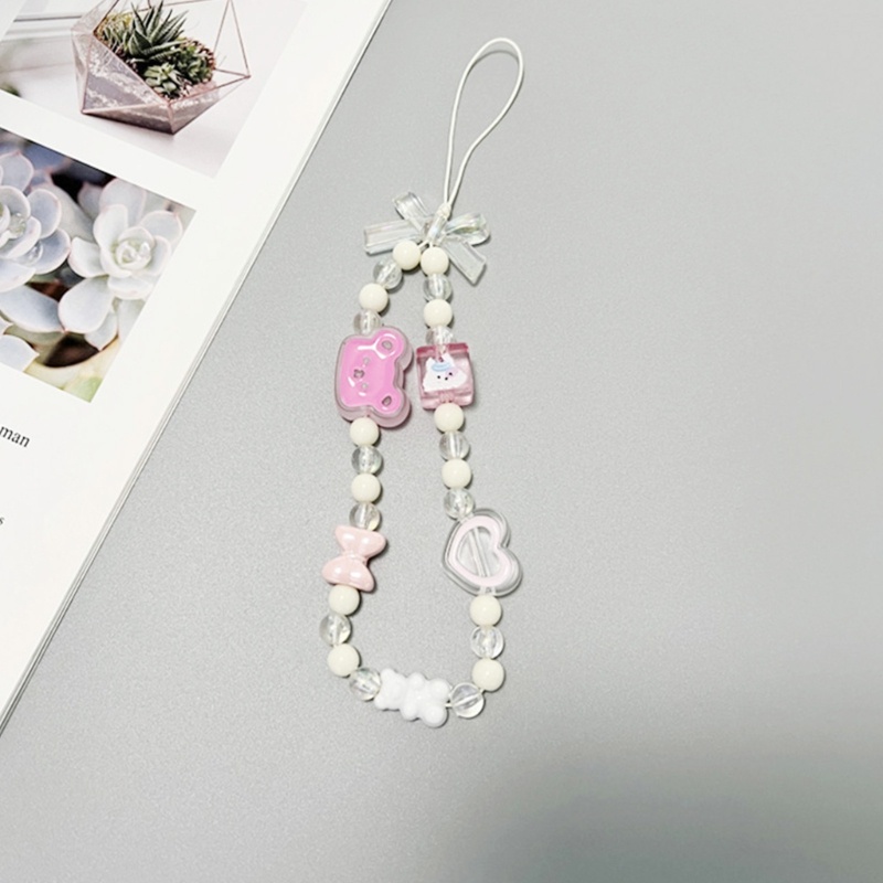 Poop điện thoại charm dây đeo acrylic gấu cườm chuỗi điện thoại móc khóa cho phụ nữ túi cô gái