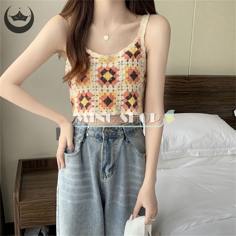 Áo Dệt Kim Hai Dây Thêu Họa Tiết Dân Tộc Phong Cách Retro Mùa Hè Dành Cho Nữ