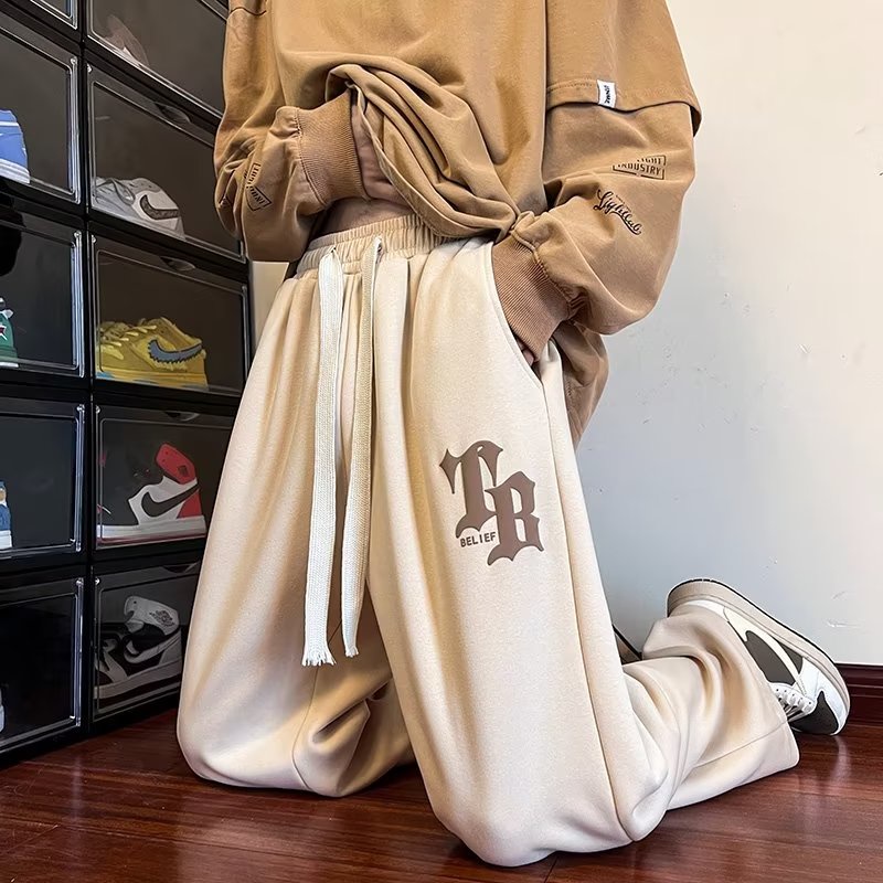 Quần thư giãn thời trang dành cho nam giới Xuân Thu mỏng Quần thể thao nam rộng thùng thình chân rộng