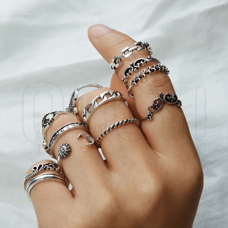 Set 16 Nhẫn Đeo Khớp Ngón Tay Phong Cách Retro Cá Tính