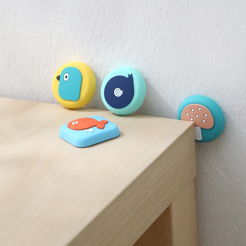 Buffer mute anti-slip sticker / self adhesive door stop stopper for protect wall and door handle / cartoon dày silicone crash pad / wall protector trang trí