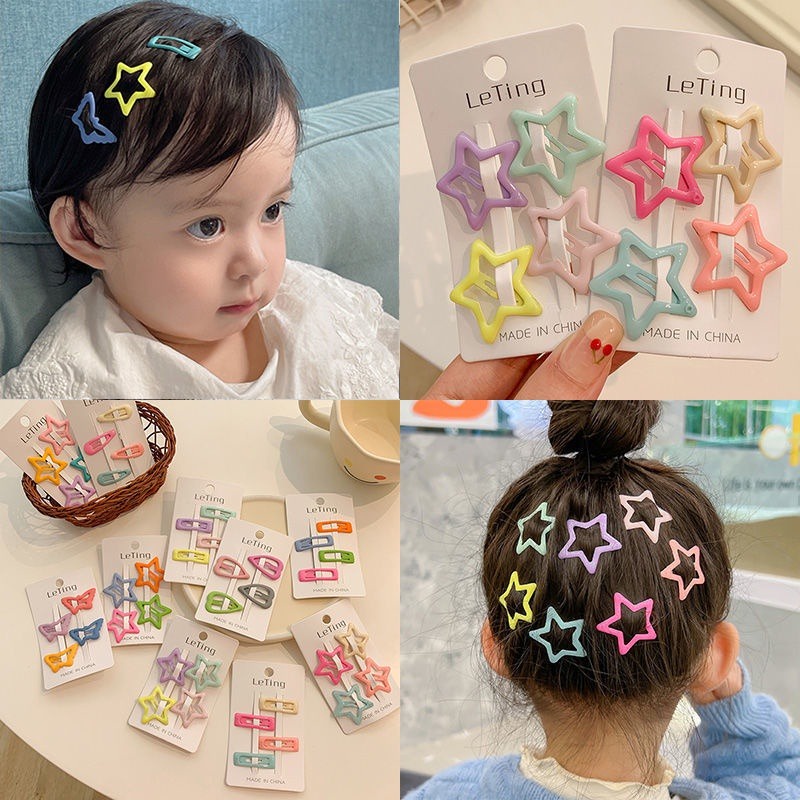 Bộ Kẹp Tóc Hình Ngôi Sao Năm Cánh Màu Kẹo Ngọt Phong Cách Hàn Quốc Dễ Thương Cho Bé Gái