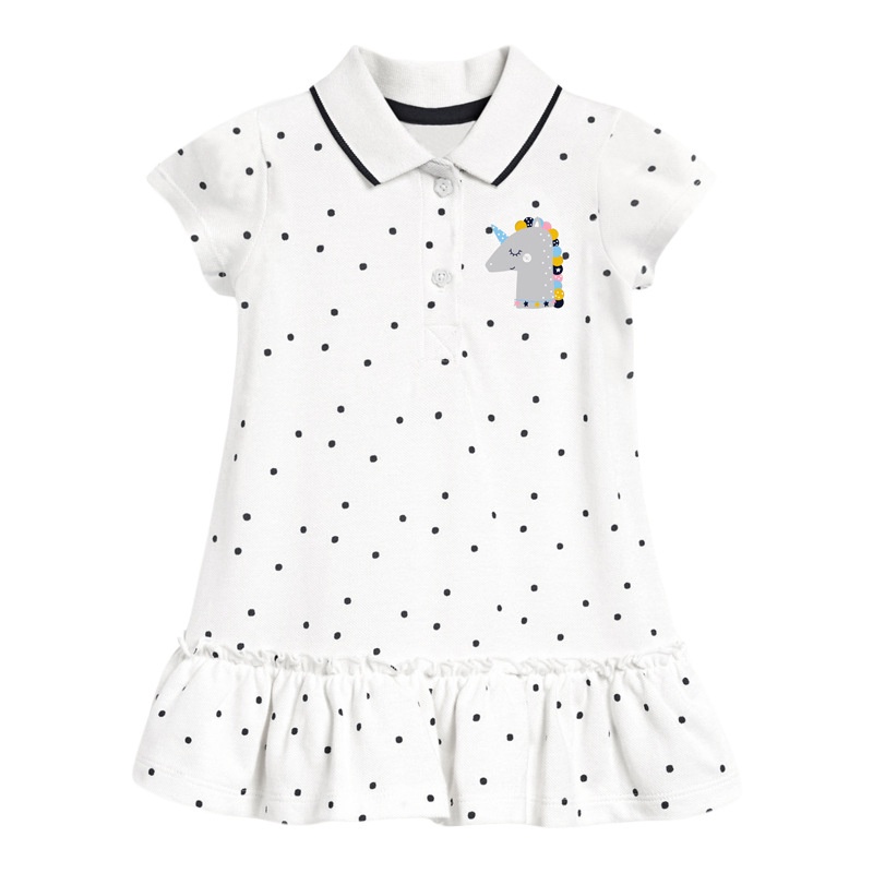 Đầm Công Chúa Tay Lửng Chất Liệu Cotton Thêu Họa Tiết Xinh Xắn Cho Bé Gái