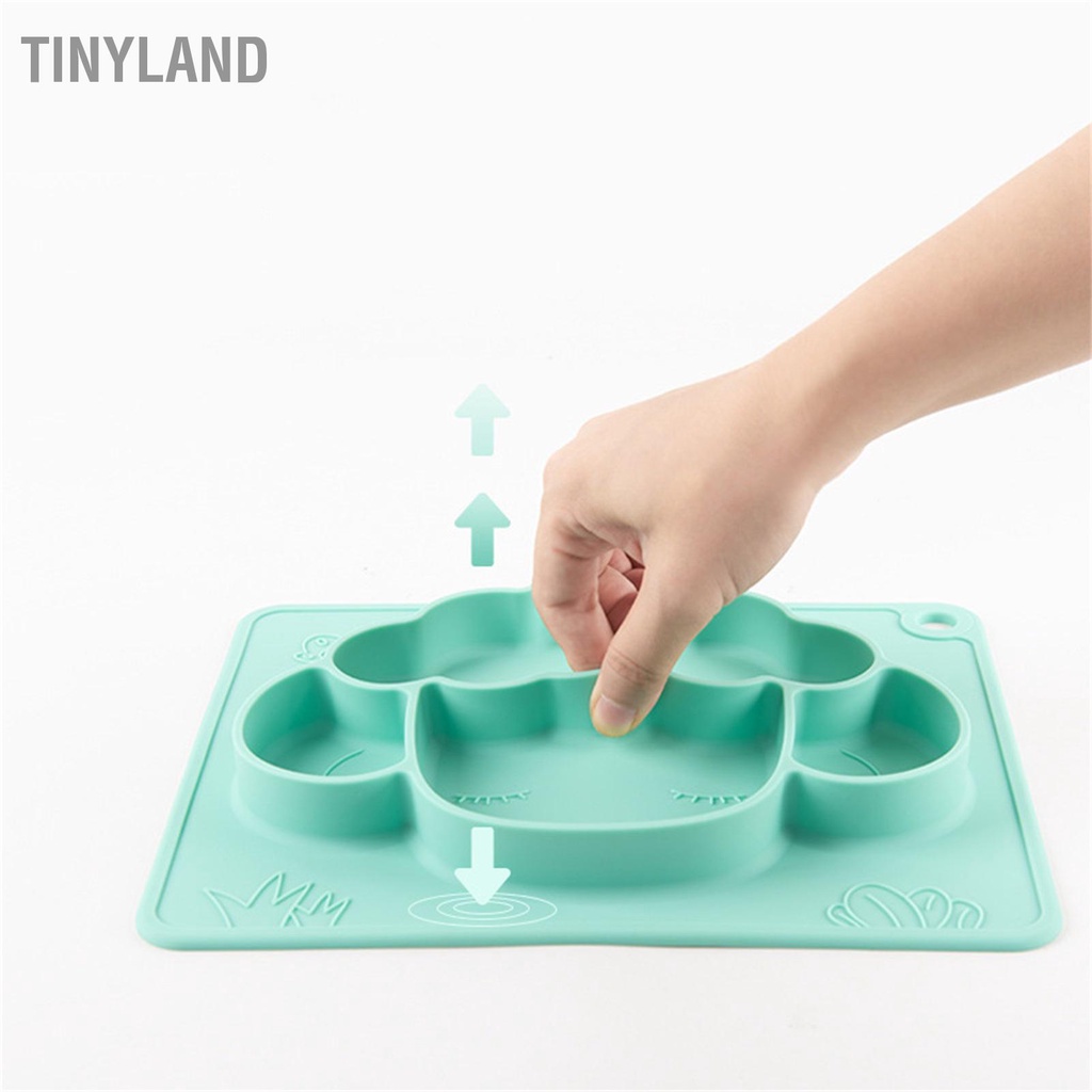 Hàng HOT TinyLand Đĩa Ăn Cho Bé Chia Lưới Hoạt Hình Động Vật Chống Trượt Silicone Trẻ Em