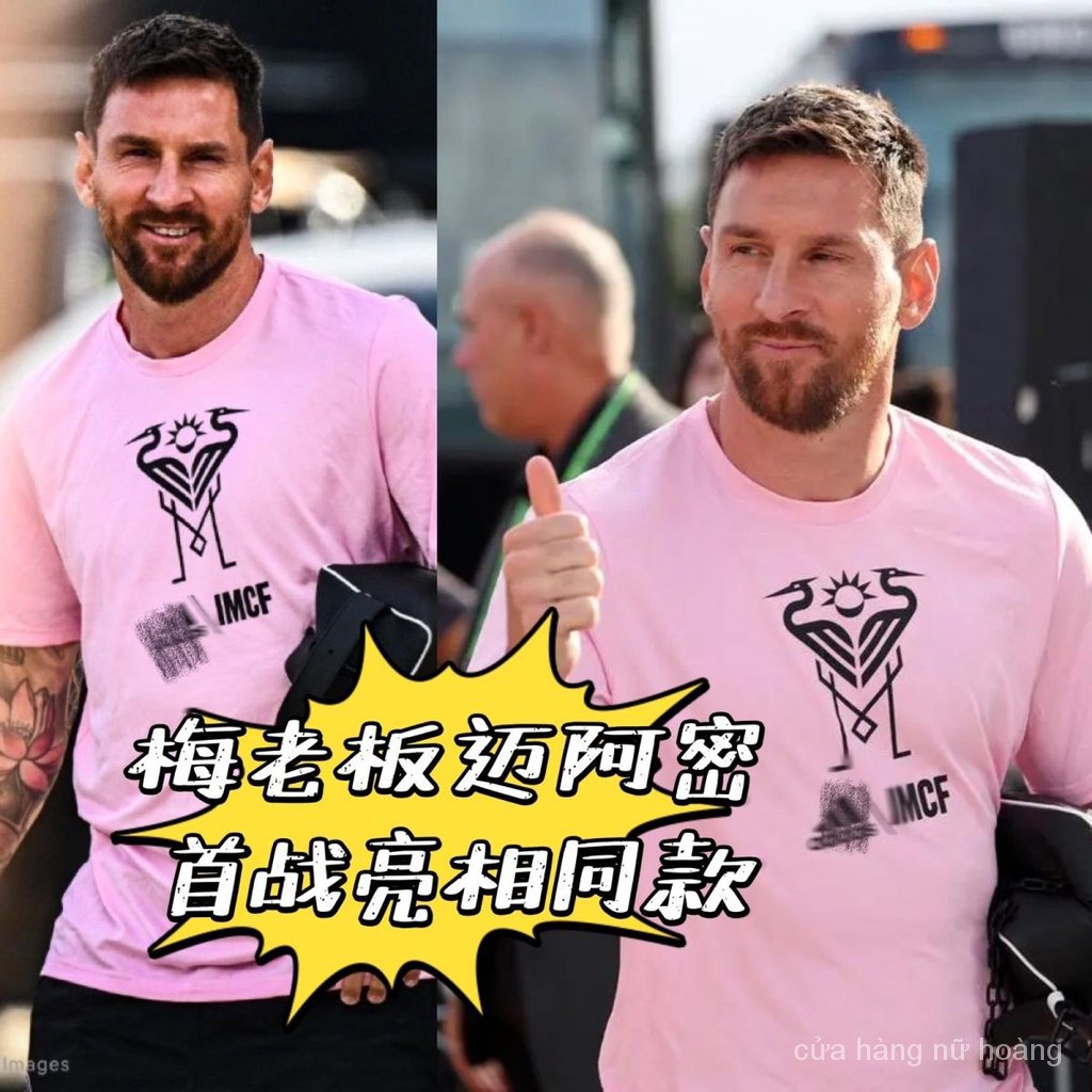 Áo Thun Thể Thao Cotton Tinh Khiết In Logo Nhóm Messi Miami Pink Approach