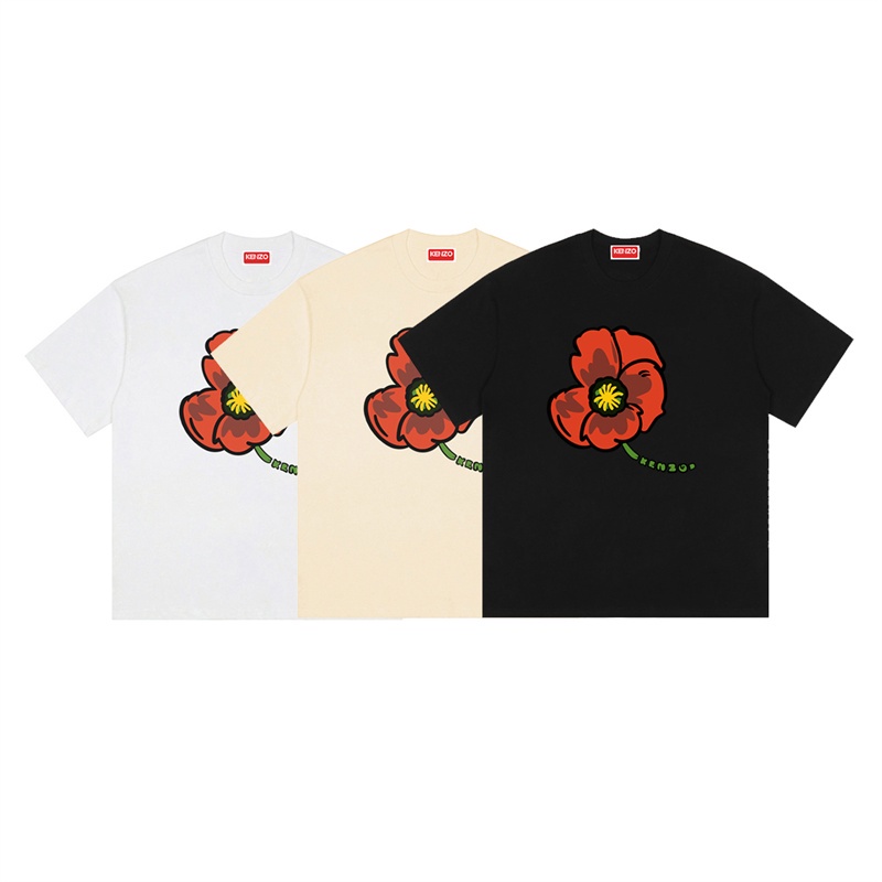 Áo Thun Cotton Tay Ngắn In Họa Tiết Hoa Lớn KE666O Phong Cách Thể Thao Thời Trang Cho Nam Và Nữ
