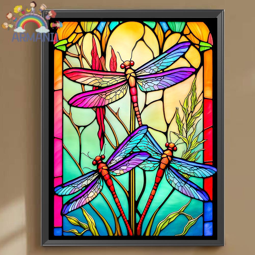 Bộ Tranh Đính Đá 5D DIY Hình Chuồn Chuồn Dùng Để Trang Trí Nhà