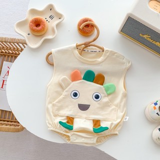 Áo Liền Quần Không Tay In Họa Tiết Động Vật 3D Dành Cho Bé Trai Gái 0-24 Tháng Tuổi