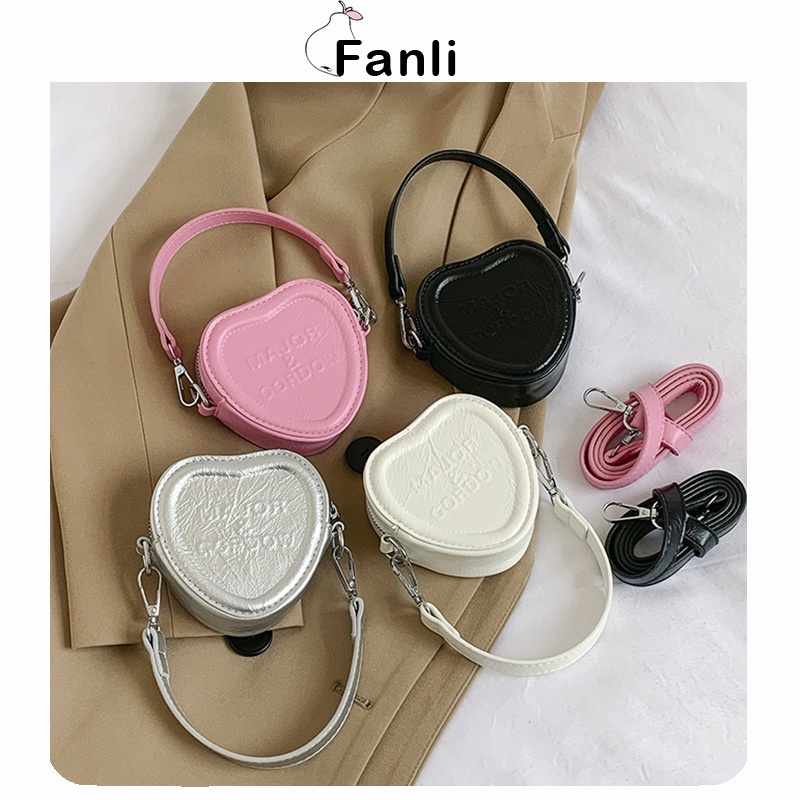 Fanli Túi Đeo Chéo mini In Chữ / Trái Tim / Son Môi Xinh Xắn Cho Nữ