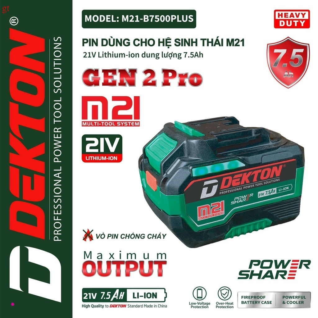 Pin dekton M21 Gen2 pro Chân pin phổ thông vỏ chống cháy - GIÁ TỐT BẢO HÀNG 12 THÁNG giá tốt