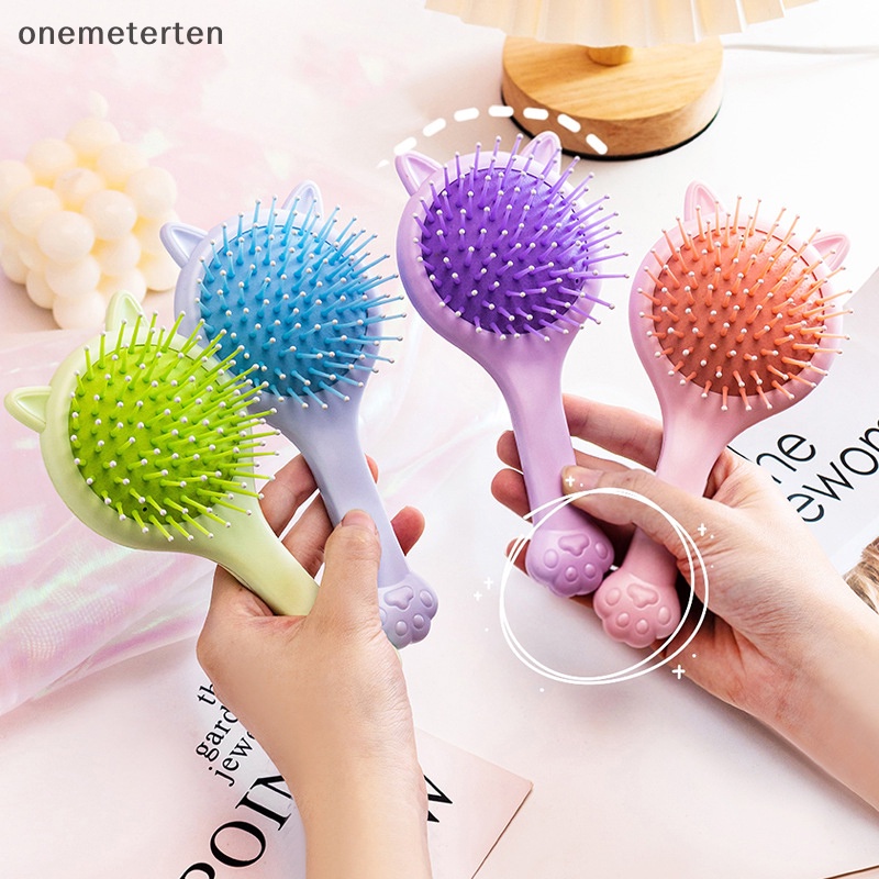 Lược Chải Tóc Mini Kèm Gương Trang Điểm Hình Tai Mèo Hoạt Hình Dễ Thương