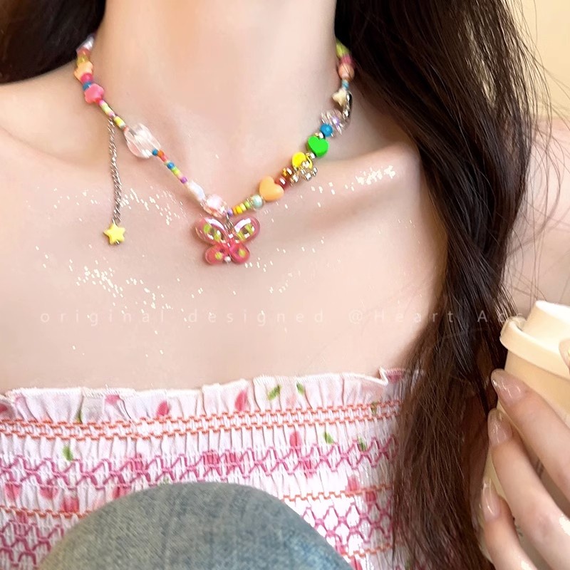Vòng cổ Mặt Hình Bướm Nhiều Màu Dễ Thương Cho Nữ