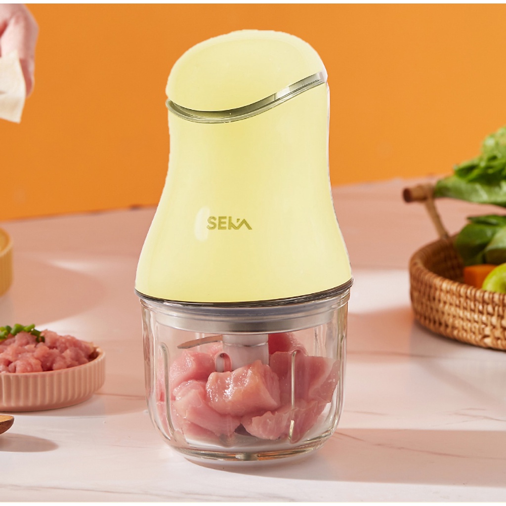 GORUN Máy Xay Cầm tay 6 lưỡi Seka Cối thủy tinh, xay thịt cháo sinh tố tỏi ớt