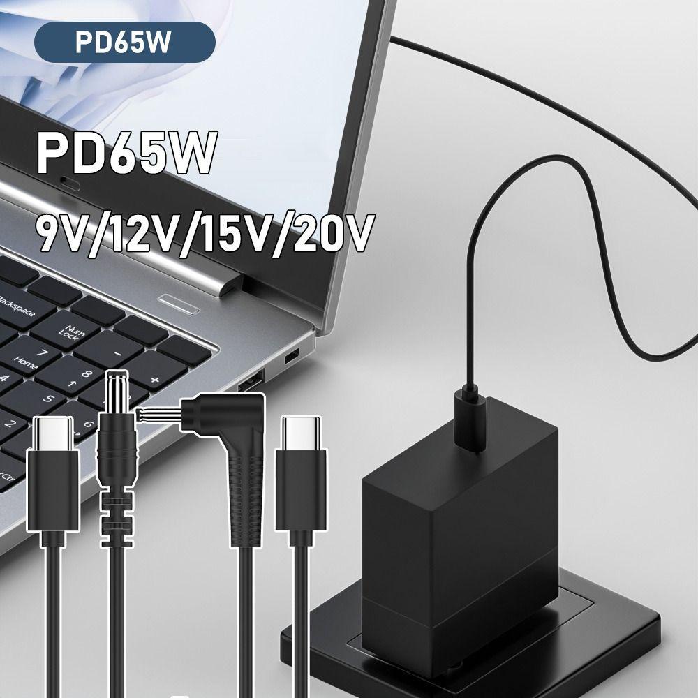 Muvako Dây Cáp Chuyển Đổi USB Type C Sang DC 65W TV Box 5.5X2.5mm 150CM 12V 20V 3A