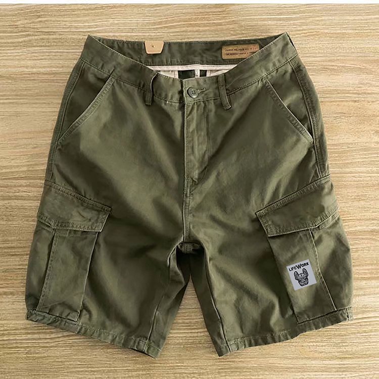 Ready stock quần short nam mùa hè thường quần lớn multi-pocket cotton áo khoác ngoài quần mỏng vừa
