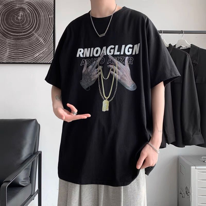 Áo Thun Tay Ngắn Dáng Rộng In Họa Tiết Phong Cách Hip Hop Âu Mỹ Thời Trang Mùa Hè Cho Nam