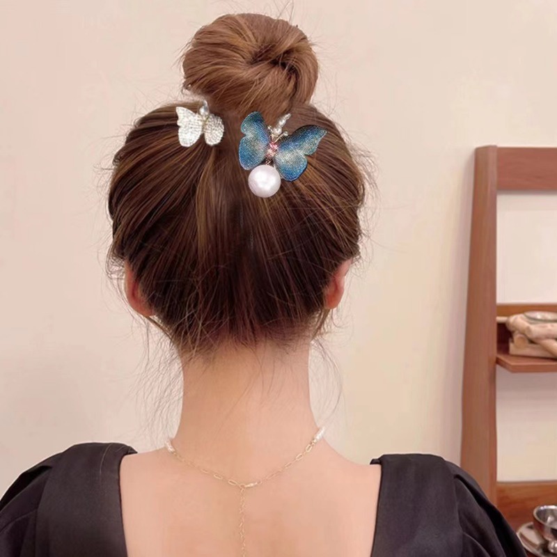 Kẹp Tóc Bướm Đính Ngọc Trai Nhân Tạo Kiểu Dáng Mới Cho Nữ