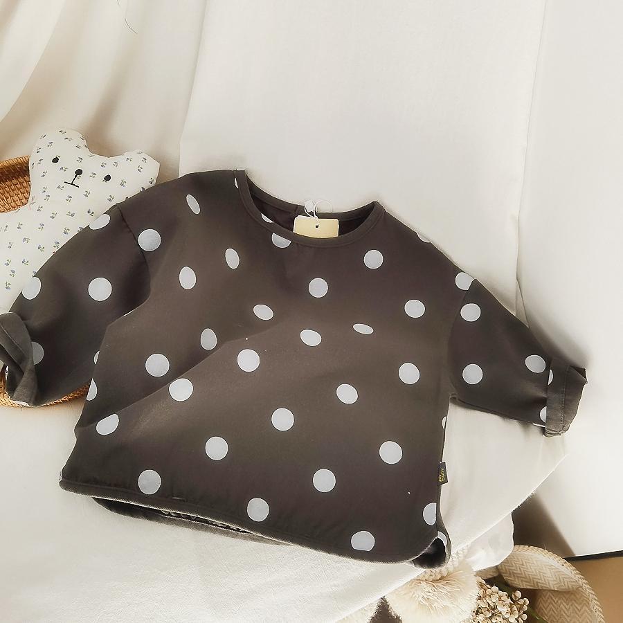 Áo Thun Cotton Tay Dài Họa Tiết Chấm Bi Phong Cách Hàn Quốc Thời Trang Xuân Thu Cho Bé Gái