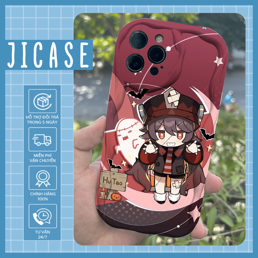 Ốp iPhone Cạnh Sóng Nổi Hu Tao Chibi Genshin Impact Game Anime 6/7/7plus/8plus/x/xs/11/12/13/14