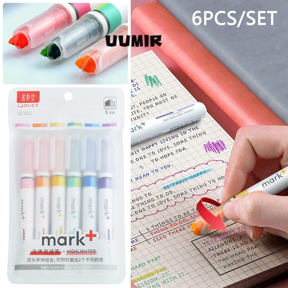 UUMIR Set 6 Bút Đánh Dấu Hai Đầu Màu Sắc Ngọt Ngào