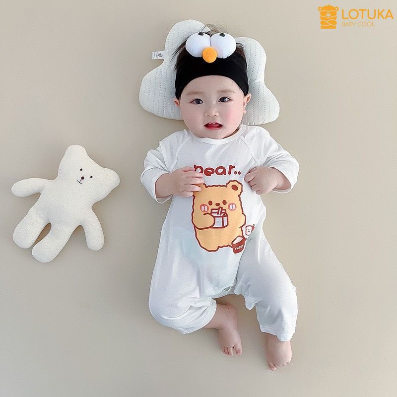 Bodysuit Dài Tay LOTUKA Cho Bé, Bộ Đồ Liền Thân Cho Bé Trai Bé Gái Size 3-12kg