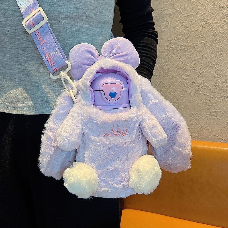 Bình Nước Giữ Nhiệt 500ml Bằng Thép Không Gỉ 316 Thiết Kế Hoạt Hình Dễ Thương Kèm Ống Hút Tiện Dụng Cho Bé Gái