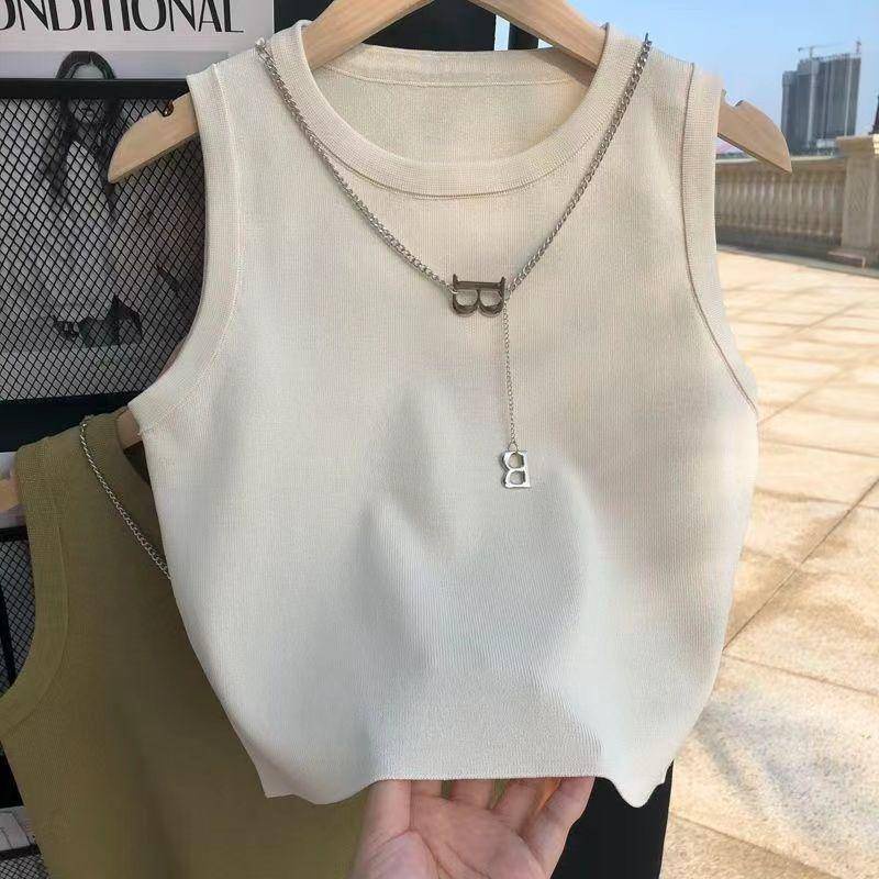 Áo Dệt Kim Sát Nách Dáng Ôm Phong Cách Hàn Quốc Thời Trang Mùa Hè Xinh Xắn Cho Nữ