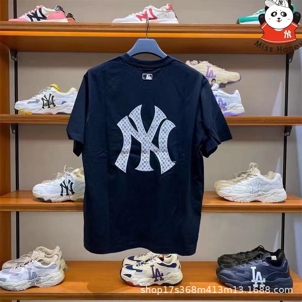 Áo Thun Tay Ngắn Cổ Tròn In Chữ Pingdai MLB Thời Trang Mùa Hè Cho Cặp Đôi