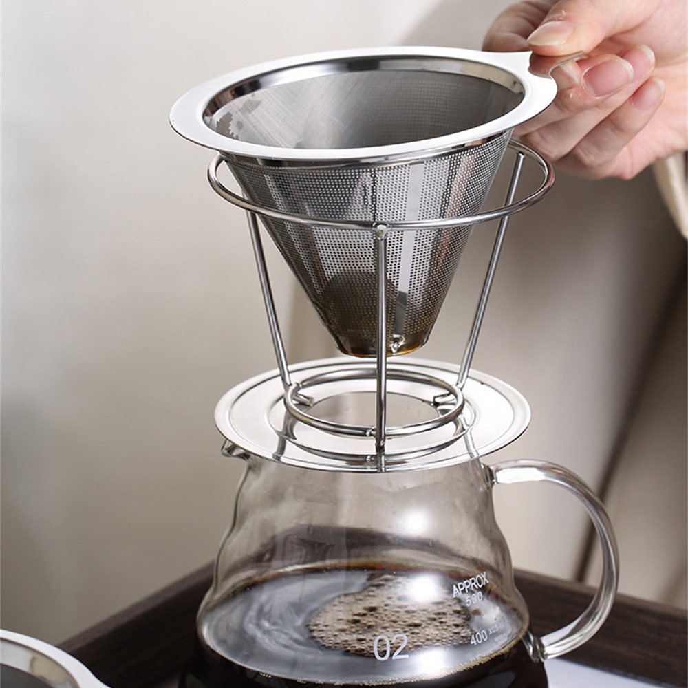 Cà Phê Lọc Phễu Xỉ Trà Có Thể Tái Sử Dụng 304 Nón Thép Không Gỉ Giỏ Lọc Cà Phê Lưới Lọc Rót Qua Cà Phê Dripper homelove