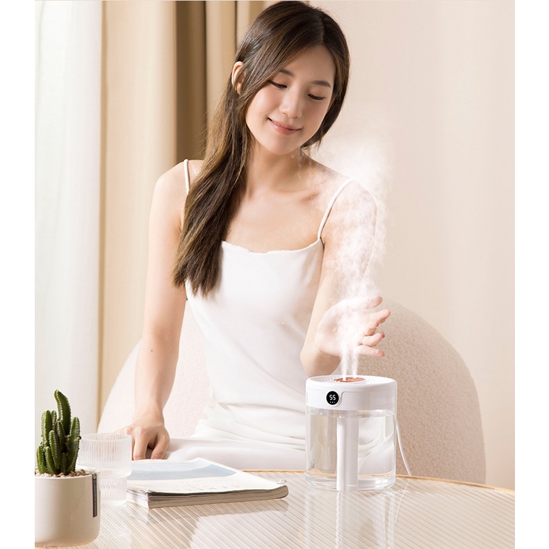 Youpin Máy Phun Sương Tạo Độ Ẩm Không Khí 2L Sạc usb Có Màn Hình Kỹ Thuật Số Đêm Không ồn Tiện Lợi