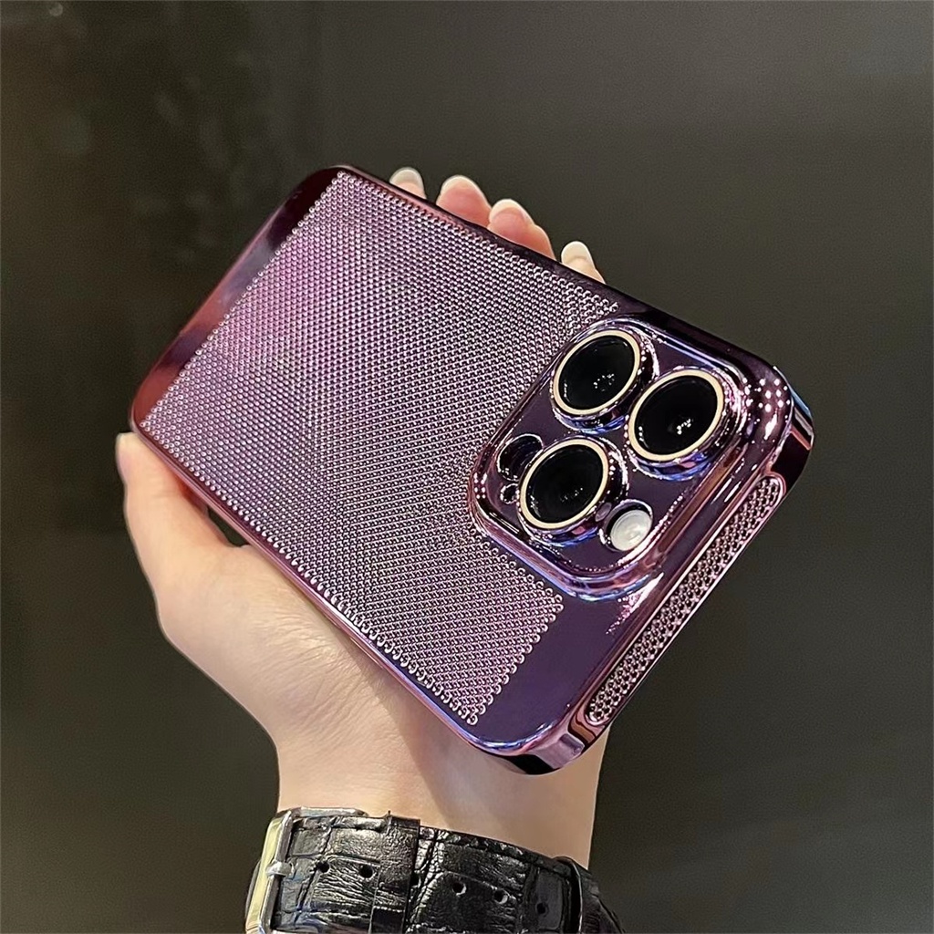 Ốp Điện Thoại iPhone 11 12 13 14 Pro max 14 plus bảo vệ camera case ốp lưng iphone 14 13 12 11 promax plus Cứng Tản Nhiệt Chống Sốc Họa Tiết Tổ Ong Sang Trọng Cho iP 11 12 13 14 Pro max plus