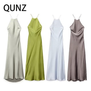 Qunz Đầm Lụa Satin Quyến Rũ Thời Trang 8942