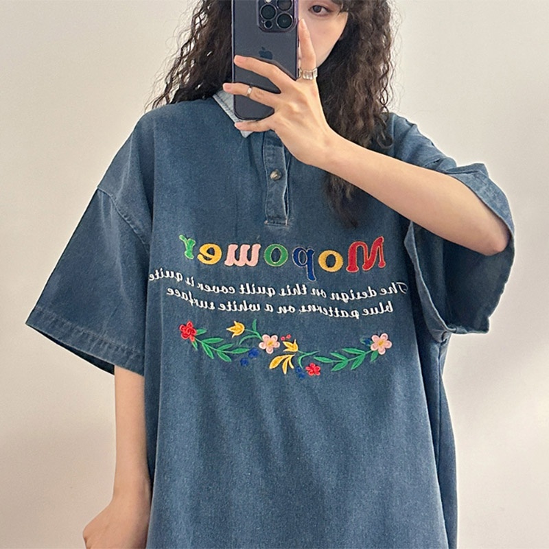 Áo polo Ngắn Tay Form Rộng In Họa Tiết retro Thời Trang Dành Cho Nam