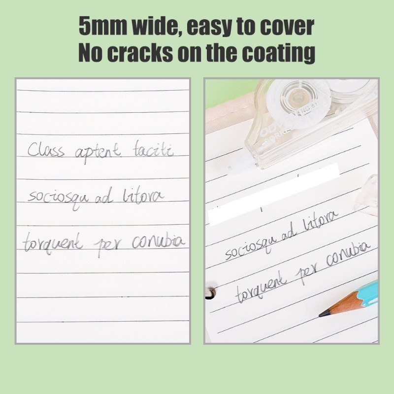 Roller pet clear film correction tape / học sinh học sửa lỗi văn phòng phẩm / đơn giản không in băng sửa trong suốt gió / văn phòng di động băng tẩy dung lượng lớn