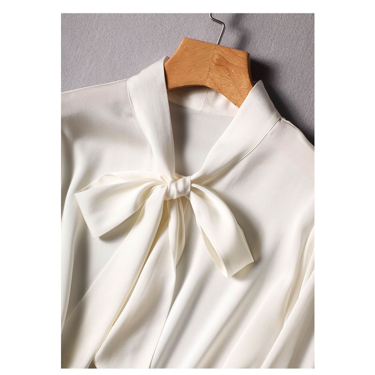 Áo Sơ Mi Chiffon Màu Sắc Trơn Thắt Nơ Xinh Xắn Thời Trang Cho Nữ